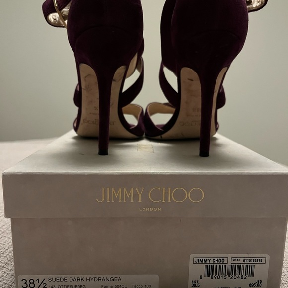 Jimmy Choo Louise heel sandal dark suede hydrangea. - Picture 4 of 5